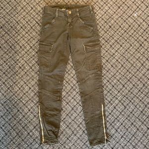 Army green denim jeans